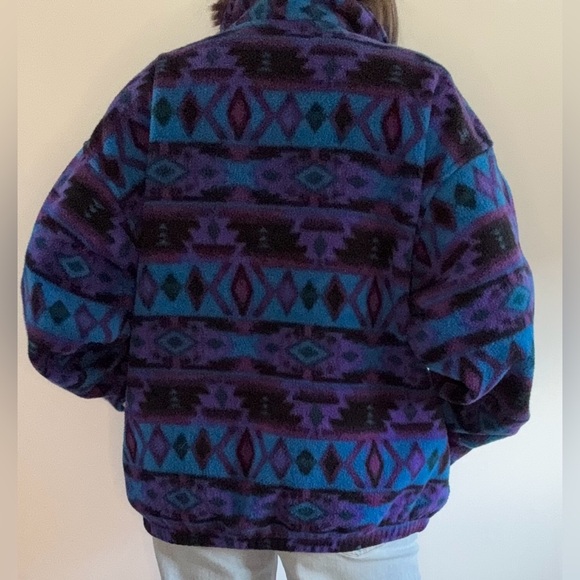 Vintage 90’s Dreimar Fleece Full-zip Jacket XL Southwestern Aztec Print - Picture 9 of 12